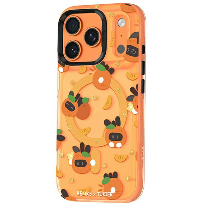 BENKS For iPhone 17 Pro Magnetic Case Cartoon Rabbit IMD PC Phone Cover Compatible with MagSafe - Orange Rabbit - 1