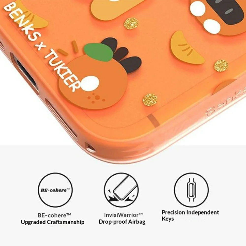 BENKS For iPhone 17 Pro Magnetic Case Cartoon Rabbit IMD PC Phone Cover Compatible with MagSafe - Orange Rabbit - 3