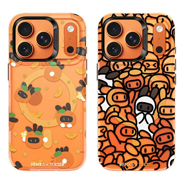 BENKS For iPhone 17 Pro Magnetic Case Cartoon Rabbit IMD PC Phone Cover Compatible with MagSafe - Orange Rabbit - 4