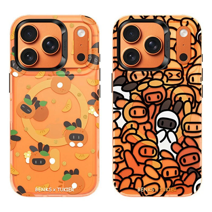 BENKS For iPhone 17 Pro Max Magnetic Case Cartoon Rabbit IMD PC Phone Cover Compatible with MagSafe - Orange Rabbit - 4