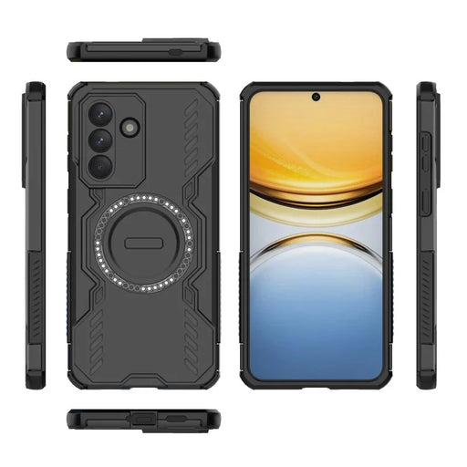 WANLONFENG For Samsung Galaxy A57 5G Magnetic Case  DJ Series PC TPU Phone Cover with 2Pcs Tempered Glass Film - Black - 2
