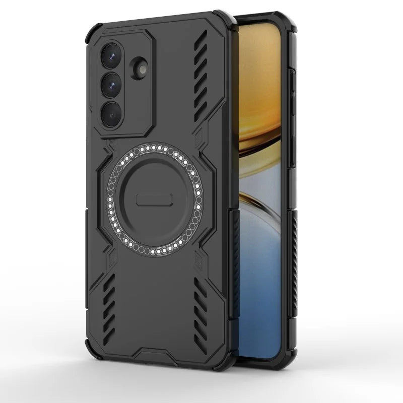 WANLONFENG For Samsung Galaxy A57 5G Magnetic Case  DJ Series PC TPU Phone Cover with 2Pcs Tempered Glass Film - Black - 4