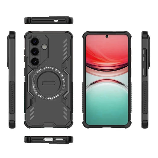 WANLONFENG For Samsung Galaxy S26+ Magnetic Case  DJ Series PC TPU Phone Cover with 2Pcs Tempered Glass Film - Black - 2