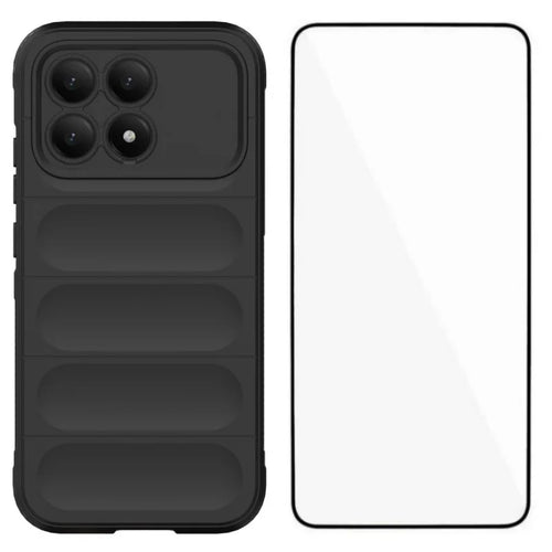 WANLONFENG For Xiaomi Poco F8 Pro 5G / Xiaomi Redmi K90 5G TPU Case  HD Series Anti Slip Phone Cover with Tempered Glass - Black - 1