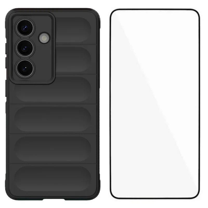 WANLONFENG For Samsung Galaxy S26+ TPU Case  HD Series Anti Slip Phone Cover with Tempered Glass - Black - 1