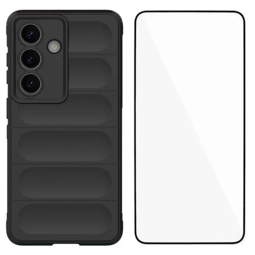 WANLONFENG For Samsung Galaxy S26+ TPU Case  HD Series Anti Slip Phone Cover with Tempered Glass - Black - 1