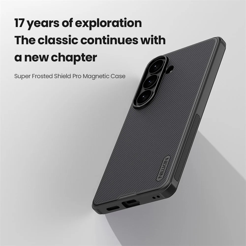NILLKIN Super Frosted Shield Pro for Samsung Galaxy S26 Magnetic Case PC + TPU Phone Cover - Black - 6