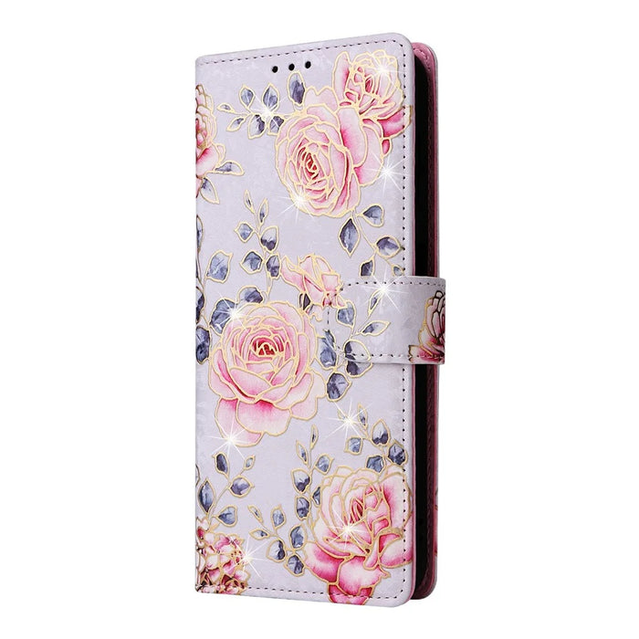 For Samsung Galaxy S26+ Case RFID Blocking Flower Leather Phone Cover - Rose Flower - 6