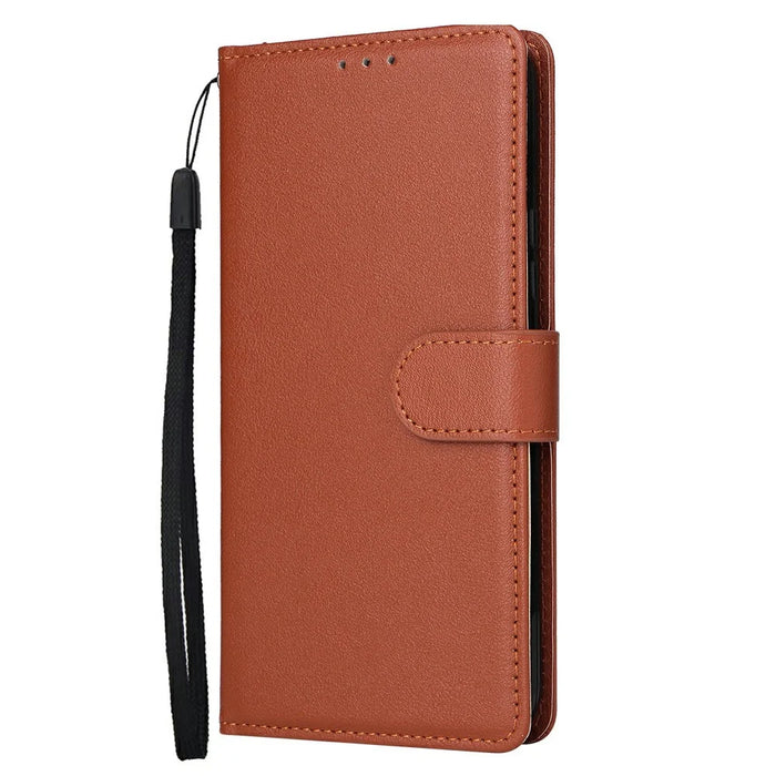 For Samsung Galaxy S26+ Wallet Stand PU Leather Phone Cover with Wrist Strap - Brown - 5