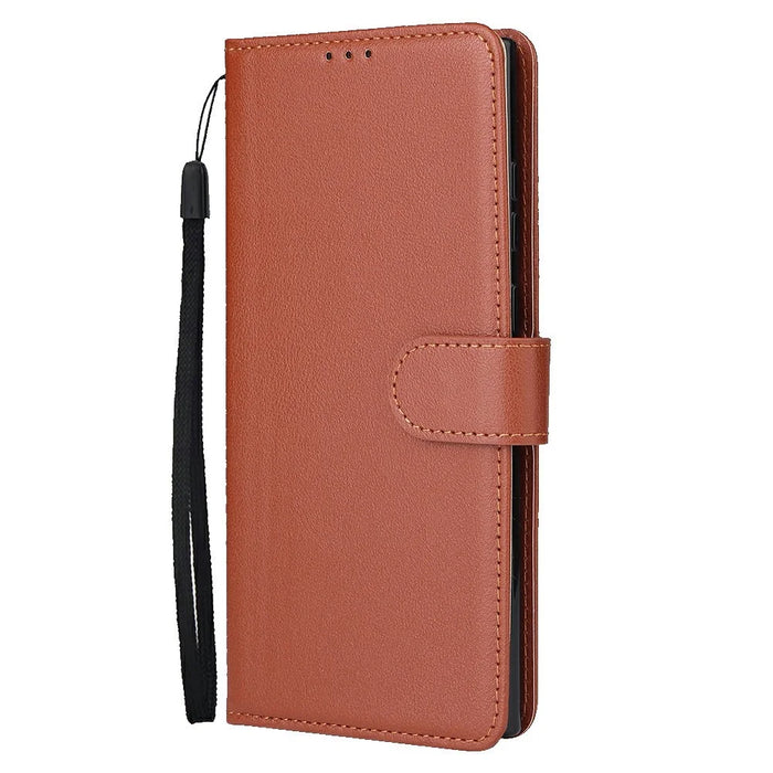 For Samsung Galaxy S26 Ultra Case Wallet Stand PU Leather Phone Cover with Wrist Strap - Brown - 5