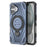 For iPhone 17 Magnetic Case Rotating Kickstand TPU PC Shockproof Phone Back Cover Compatible with MagSafe - Dark Blue - 2