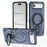 For iPhone Air Magnetic Case Rotating Kickstand TPU PC Shockproof Phone Back Cover Compatible with MagSafe - Dark Blue - 1