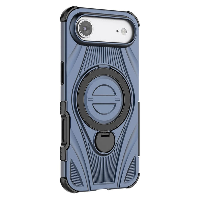 For iPhone Air Magnetic Case Rotating Kickstand TPU PC Shockproof Phone Back Cover Compatible with MagSafe - Dark Blue - 2