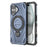 For iPhone 16 Magnetic Case Rotating Kickstand TPU PC Shockproof Phone Back Cover Compatible with MagSafe - Dark Blue - 1