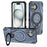For iPhone 16 Magnetic Case Rotating Kickstand TPU PC Shockproof Phone Back Cover Compatible with MagSafe - Dark Blue - 2