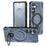 For Samsung Galaxy S25 Magnetic Case Rotating Kickstand TPU PC Shockproof Phone Back Cover - Dark Blue - 1