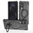 For Samsung Galaxy S25 Edge Magnetic Case Rotating Kickstand TPU PC Shockproof Phone Back Cover - Black - 1