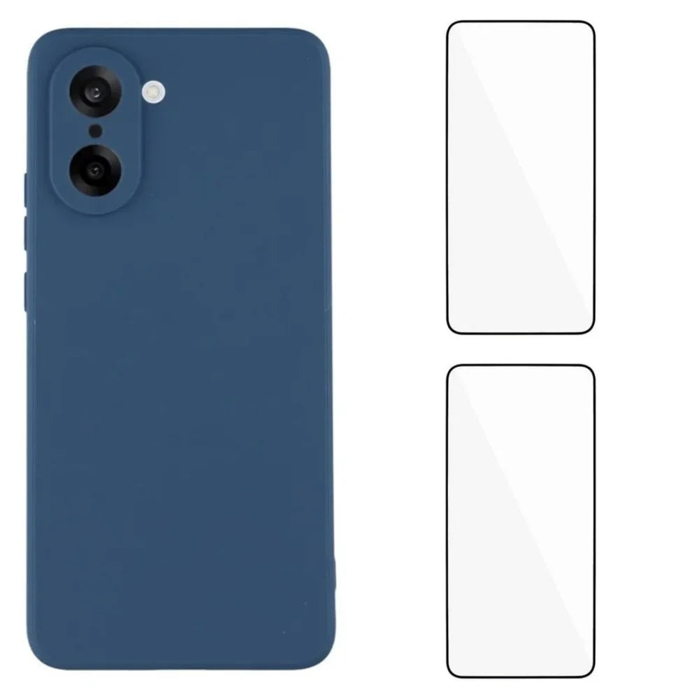 WANLONFENG For OnePlus Nord CE5 5G / OnePlus Ace 5 Racing 5G Case  ZB1 Series Precise Cutouts Straight Edge TPU Phone Cover with 2Pcs Tempered Glass Films - Sapphire - 1