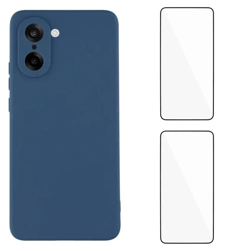 WANLONFENG For OnePlus Nord CE5 5G / OnePlus Ace 5 Racing 5G Case  ZB1 Series Precise Cutouts Straight Edge TPU Phone Cover with 2Pcs Tempered Glass Films - Sapphire - 1