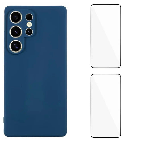 WANLONFENG For Samsung Galaxy S26 Ultra Case  ZB1 Series Precise Cutouts Straight Edge TPU Phone Cover with 2Pcs Tempered Glass Films - Sapphire - 1