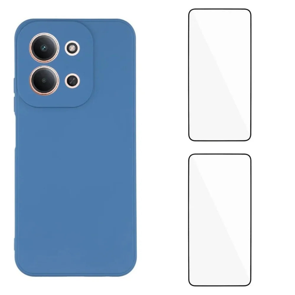 WANLONFENG For Xiaomi Redmi 15C 5G (EU) (173mm) / Xiaomi Redmi 15C 4G (EU) (173mm) Case  ZB1 Series Precise Cutouts Straight Edge TPU Phone Cover with 2Pcs Tempered Glass Films - Sapphire - 1