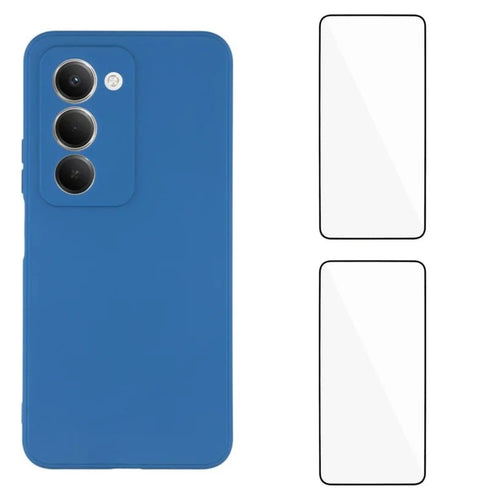WANLONFENG For Xiaomi Redmi 15 5G (EU) (171mm) / Xiaomi Redmi 15 4G (EU) (171mm) Case  ZB1 Series Precise Cutouts Straight Edge TPU Phone Cover with 2Pcs Tempered Glass Films - Sapphire - 1