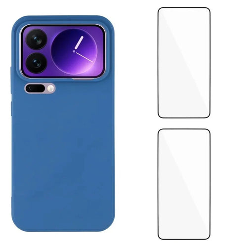WANLONFENG For Xiaomi 17 Pro Case  ZB1 Series Precise Cutouts Straight Edge TPU Phone Cover with 2Pcs Tempered Glass Films - Sapphire - 1