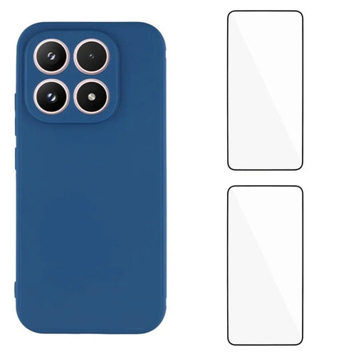 WANLONFENG For Xiaomi 17 Case  ZB1 Series Precise Cutouts Straight Edge TPU Phone Cover with 2Pcs Tempered Glass Films - Sapphire - 1