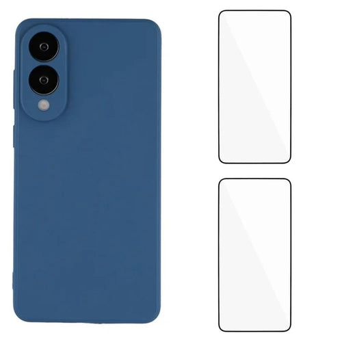 WANLONFENG For Samsung Galaxy S25 Edge Case  ZB1 Series Precise Cutouts Straight Edge TPU Phone Cover with 2Pcs Tempered Glass Films - Sapphire - 1