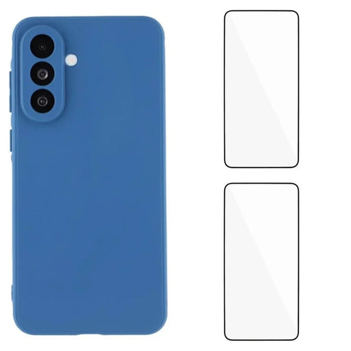 WANLONFENG For Samsung Galaxy A36 5G Case  ZB1 Series Precise Cutouts Straight Edge TPU Phone Cover with 2Pcs Tempered Glass Films - Sapphire - 1