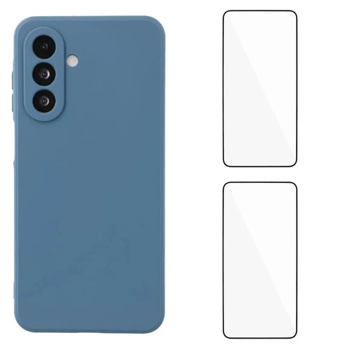 WANLONFENG For Samsung Galaxy A17 4G / Galaxy A17 5G Case  ZB1 Series Precise Cutouts Straight Edge TPU Phone Cover with 2Pcs Tempered Glass Films - Sapphire - 1