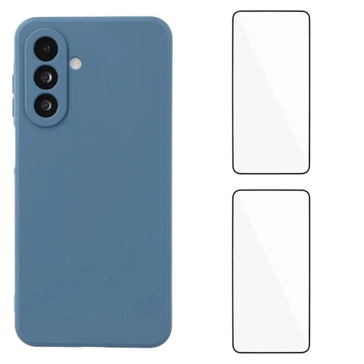 WANLONFENG For Samsung Galaxy A17 4G / Galaxy A17 5G Case  ZB1 Series Precise Cutouts Straight Edge TPU Phone Cover with 2Pcs Tempered Glass Films - Sapphire - 1