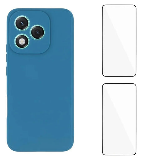 WANLONFENG For Honor 400 Lite 5G Case  ZB1 Series Precise Cutouts Straight Edge TPU Phone Cover with 2Pcs Tempered Glass Films - Sapphire - 1