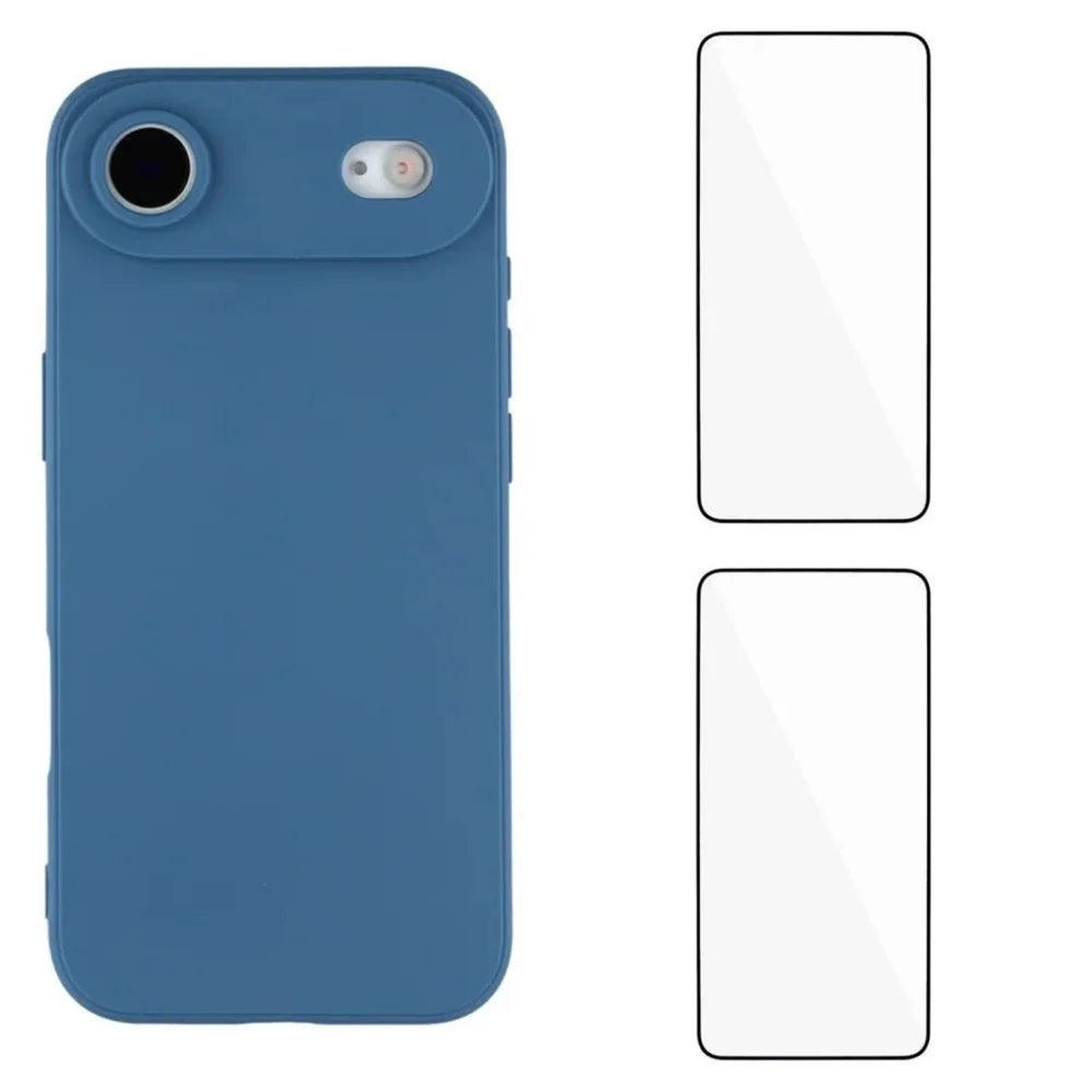 WANLONFENG For iPhone Air Case  ZB1 Series Precise Cutouts Straight Edge TPU Phone Cover with 2Pcs Tempered Glass Films - Sapphire - 1