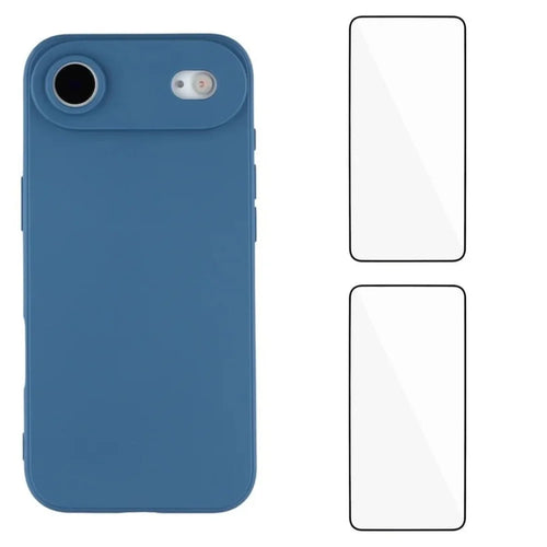 WANLONFENG For iPhone Air Case  ZB1 Series Precise Cutouts Straight Edge TPU Phone Cover with 2Pcs Tempered Glass Films - Sapphire - 1