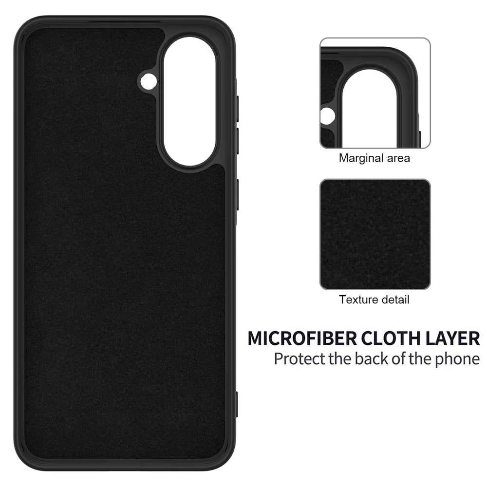 For Samsung Galaxy A37 5G Liquid Silicone Case Phone Back Cover with Hand Strap - Black - 6