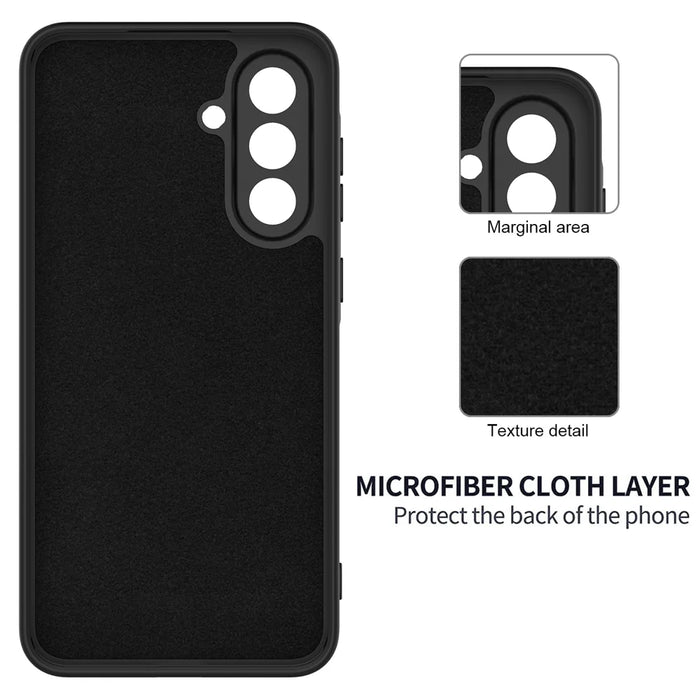 For Samsung Galaxy A57 5G Liquid Silicone Case Phone Back Cover with Hand Strap - Black - 6