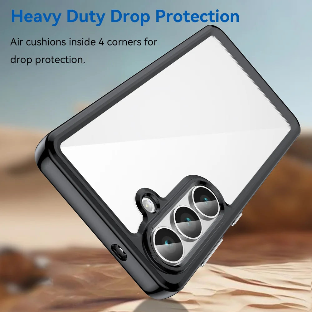 WANLONFENG For Samsung Galaxy S26+ Phone Case  XC Series TPU Acrylic Cover with Tempered Glass (Big Lens Hole) - Black - 4