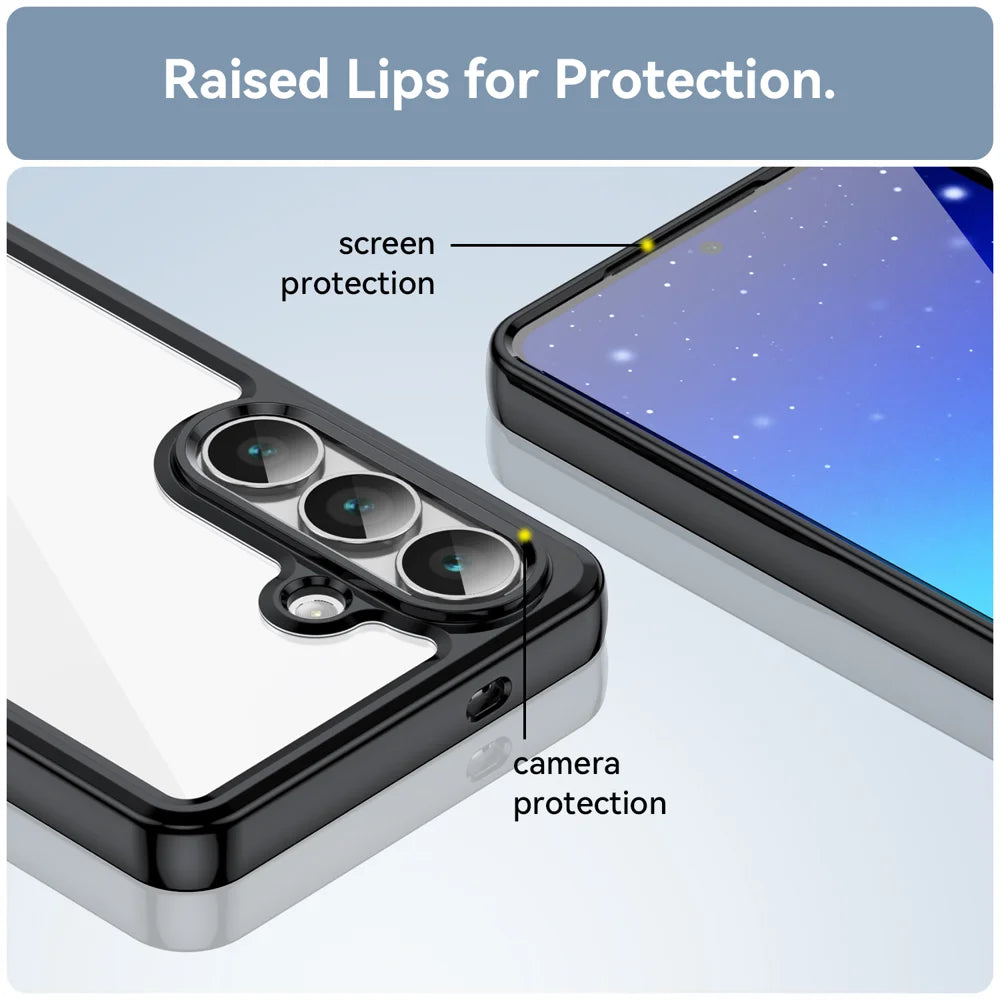 WANLONFENG For Samsung Galaxy S26+ Phone Case  XC Series TPU Acrylic Cover with Tempered Glass (Big Lens Hole) - Black - 7