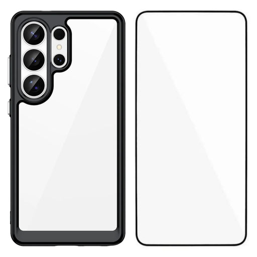 WANLONFENG For Samsung Galaxy S26 Ultra Phone Case  XC Series TPU Acrylic Cover with Tempered Glass (Big Lens Hole) - Black - 1