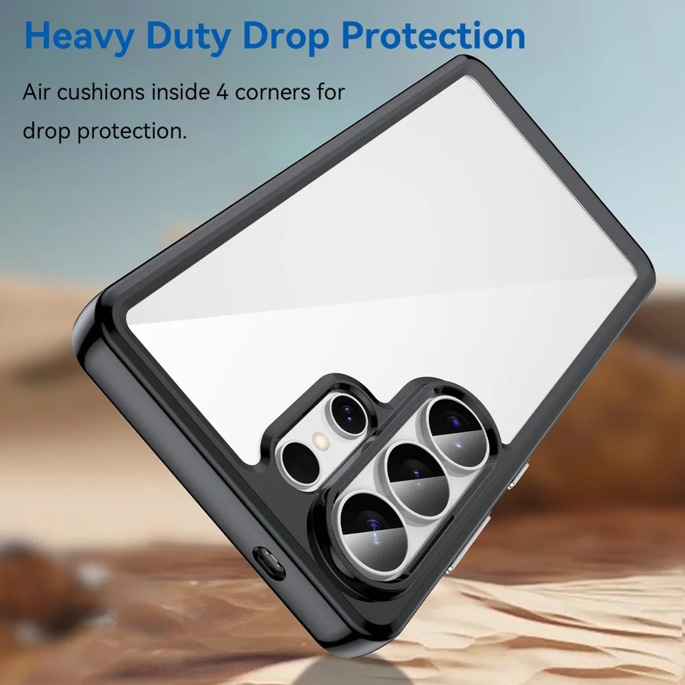 WANLONFENG For Samsung Galaxy S26 Ultra Phone Case  XC Series TPU Acrylic Cover with Tempered Glass (Big Lens Hole) - Black - 4