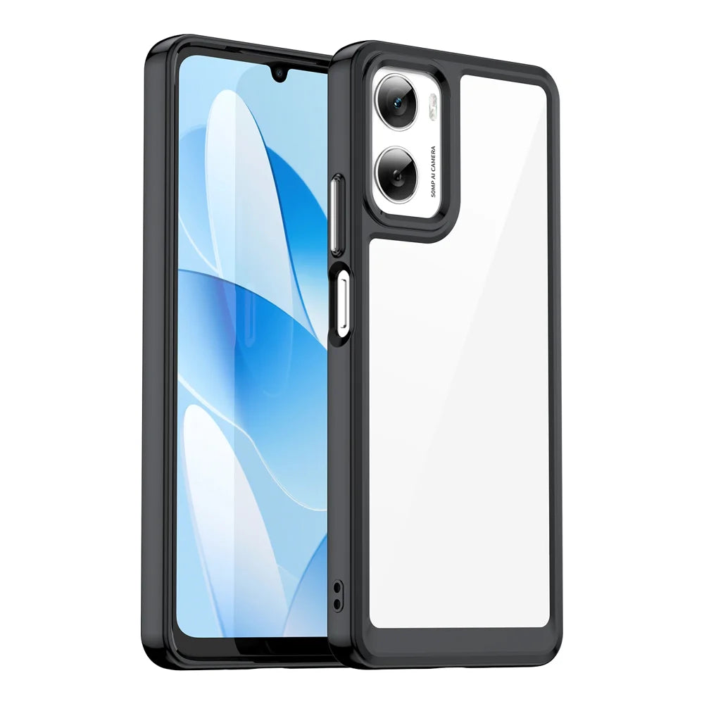 WANLONFENG For Motorola Moto G06 Power 4G / G06 4G Phone Case XC Series TPU Acrylic Cover with Tempered Glass (Big Lens Hole) - Black - 2