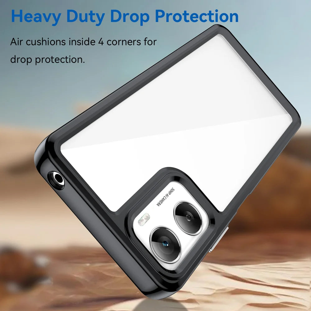 WANLONFENG For Motorola Moto G06 Power 4G / G06 4G Phone Case XC Series TPU Acrylic Cover with Tempered Glass (Big Lens Hole) - Black - 4