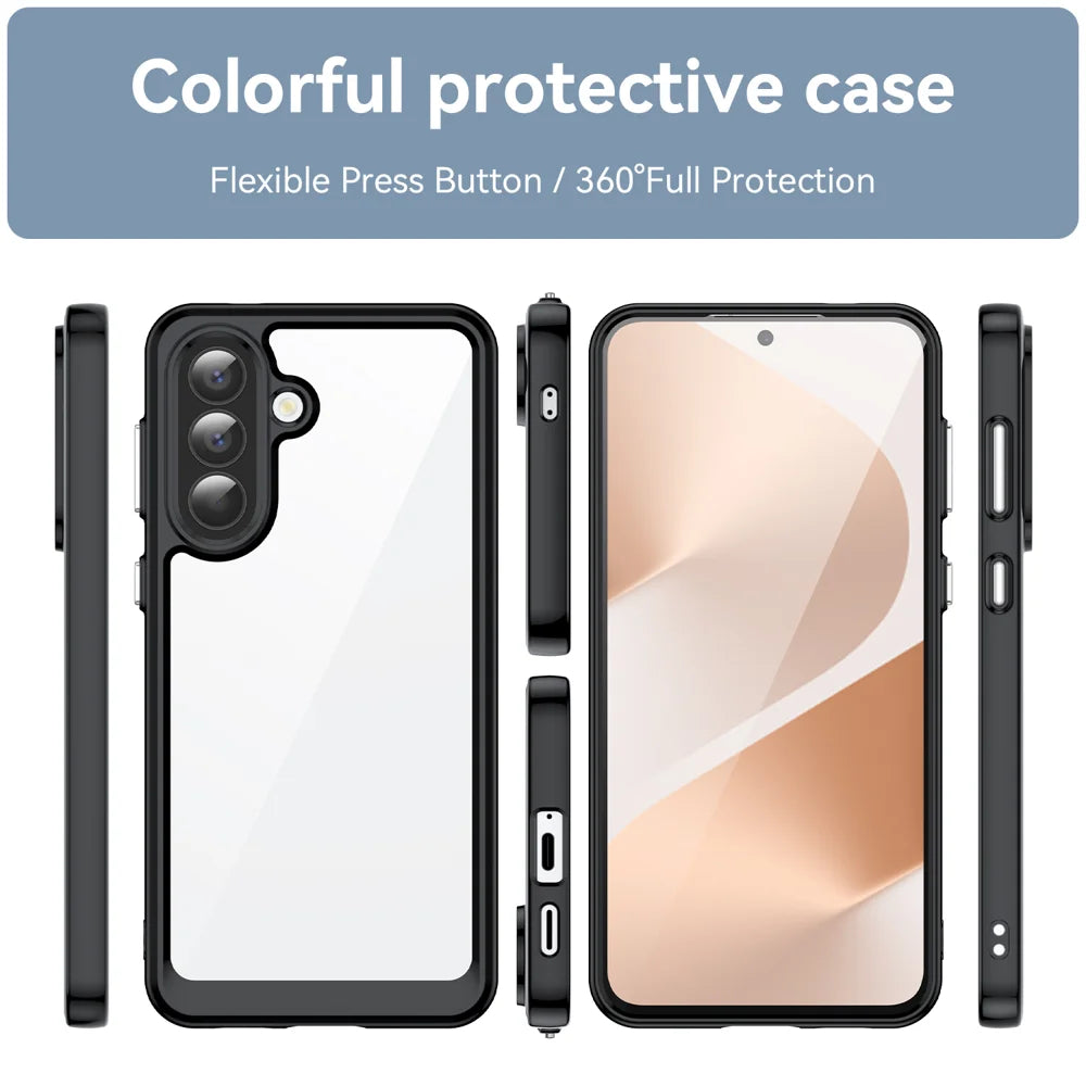 WANLONFENG For Samsung Galaxy A57 5G Phone Case  XC Series TPU Acrylic Cover with Tempered Glass (Big Lens Hole) - Black - 3