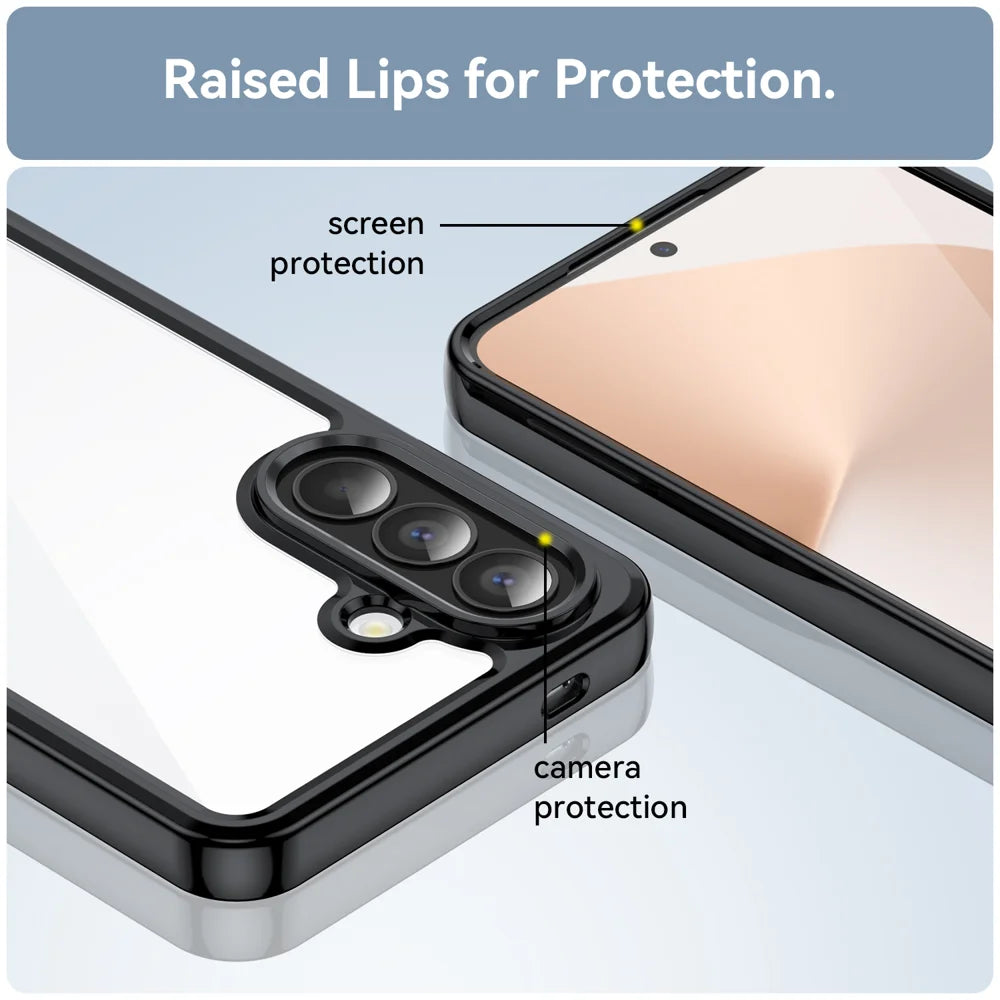 WANLONFENG For Samsung Galaxy A57 5G Phone Case  XC Series TPU Acrylic Cover with Tempered Glass (Big Lens Hole) - Black - 7