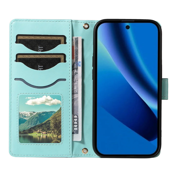For Google Pixel 10a Wallet Case Rhombus Leather Phone Cover with Strap - Green - 2