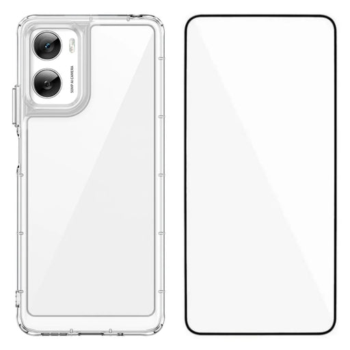 WANLONFENG For Motorola Moto G06 Power 4G / G06 4G Case  MF Series TPU Acrylic Clear Phone Cover with Tempered Glass Film - Transparent - 1