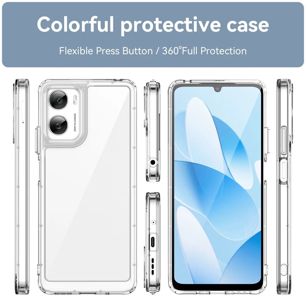 WANLONFENG For Motorola Moto G06 Power 4G / G06 4G Case  MF Series TPU Acrylic Clear Phone Cover with Tempered Glass Film - Transparent - 3