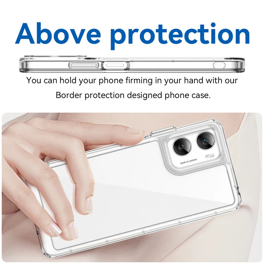 WANLONFENG For Motorola Moto G06 Power 4G / G06 4G Case  MF Series TPU Acrylic Clear Phone Cover with Tempered Glass Film - Transparent - 5