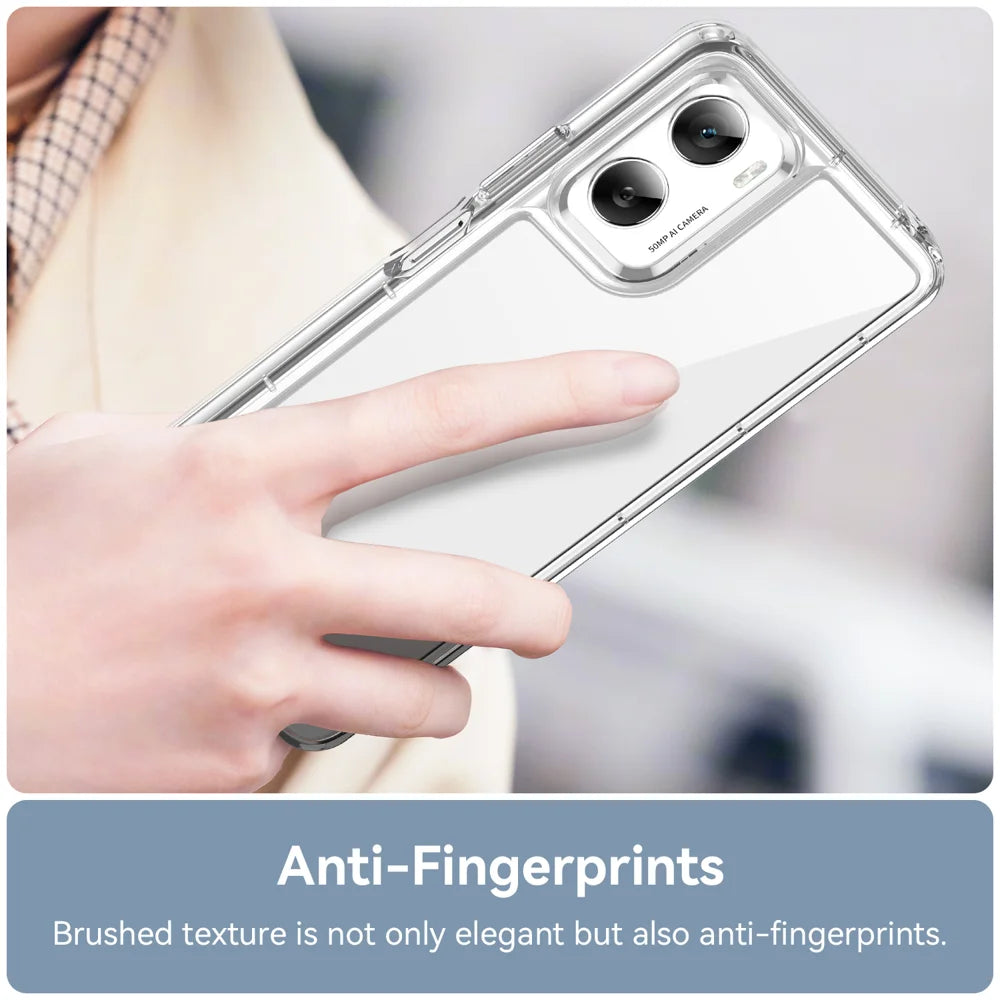 WANLONFENG For Motorola Moto G06 Power 4G / G06 4G Case  MF Series TPU Acrylic Clear Phone Cover with Tempered Glass Film - Transparent - 6